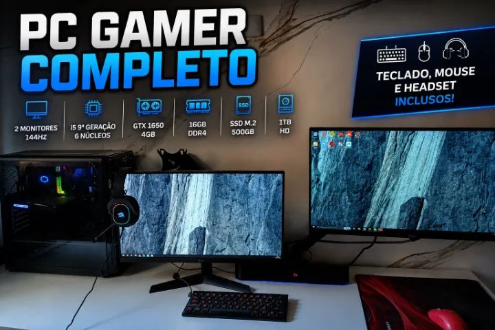 PC Gamer Completo + 2 Monitores 144Hz Oportunidade