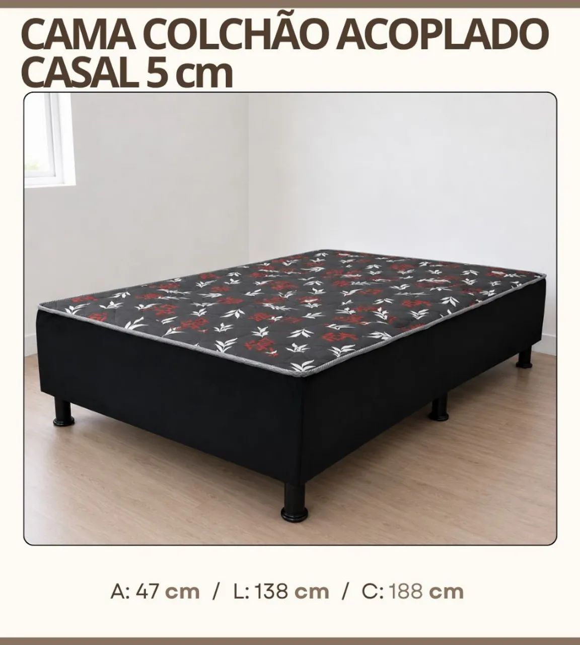 Cama box acoplado de 5 centímetros casal
