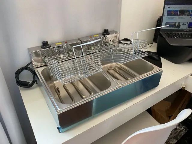 Fritadeira elétrica 10 Litros 2 cubas Pronta Entrega