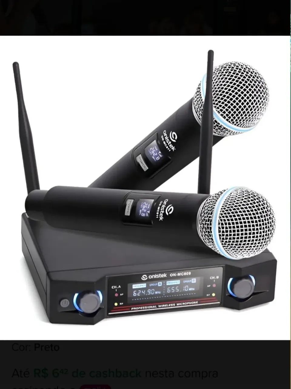 Microfone Sem Fio Duplo Uhf Hi Fi Dinamico Display Digital 