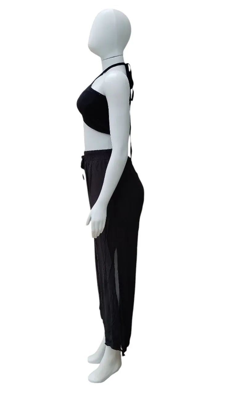 Conjunto Preto Cropped+ Calça Preta M - Foto 5