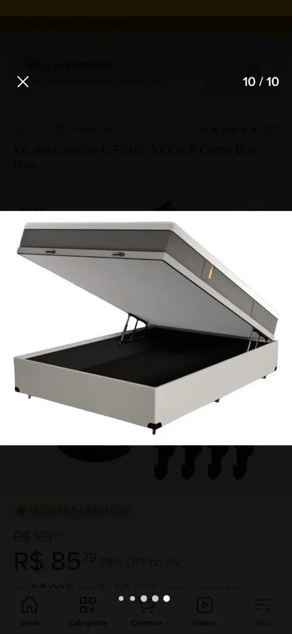 Kit articulado com pistao 550N para cama box - Foto 4