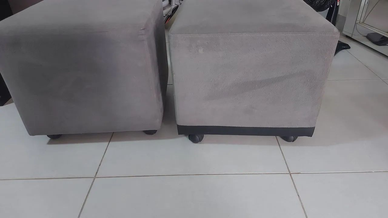 2 pufs suede com rodinhas - Foto 2