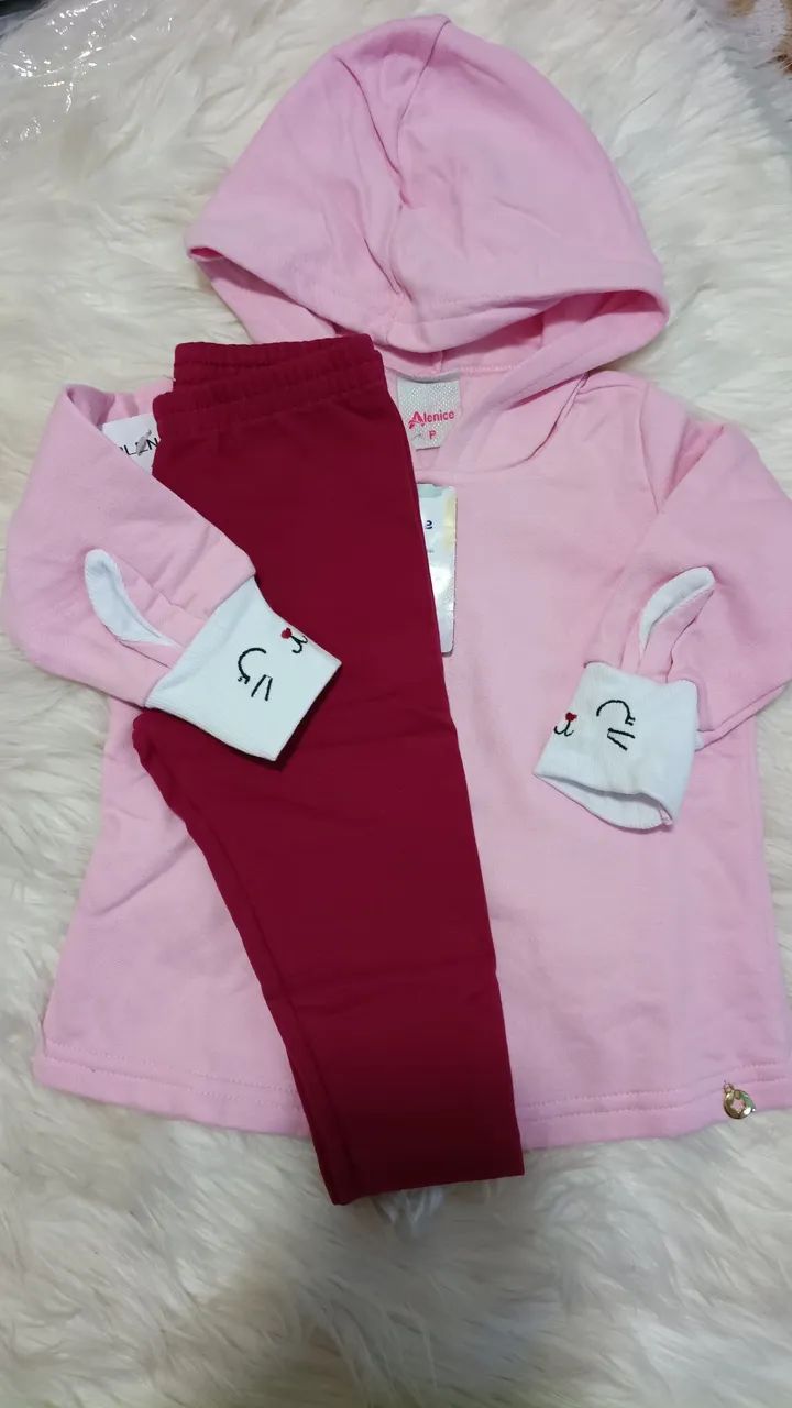Conjunto moletom infantil inverno menina bebê