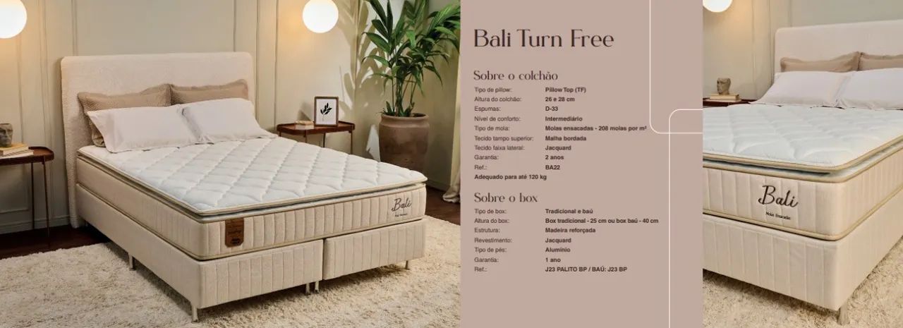 Conjunto cama Prorelax colchão Bali Turn Free, box-baú - Foto 2