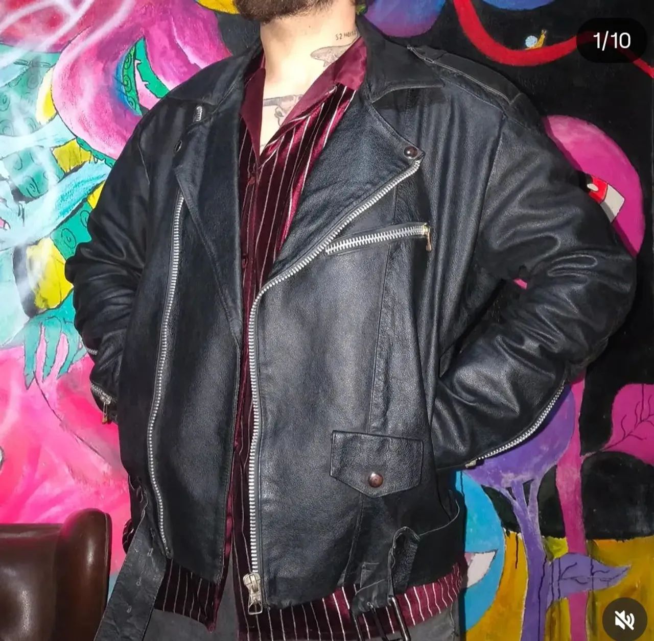 JAQUETA DE COURO LEGÍTIMO PERFECTO BIKER - Foto 5