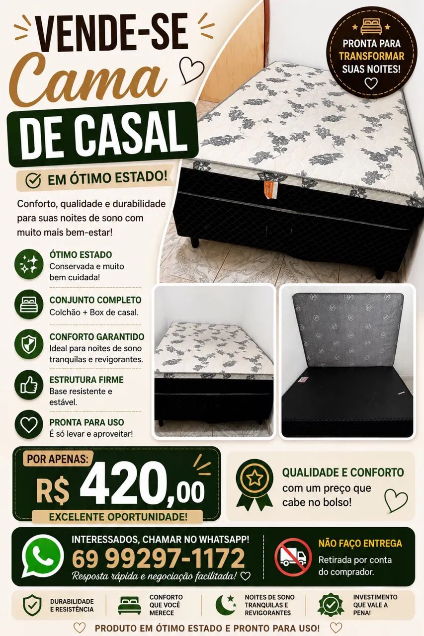 Vende-se Cama de Casal em Ótimo Estado 