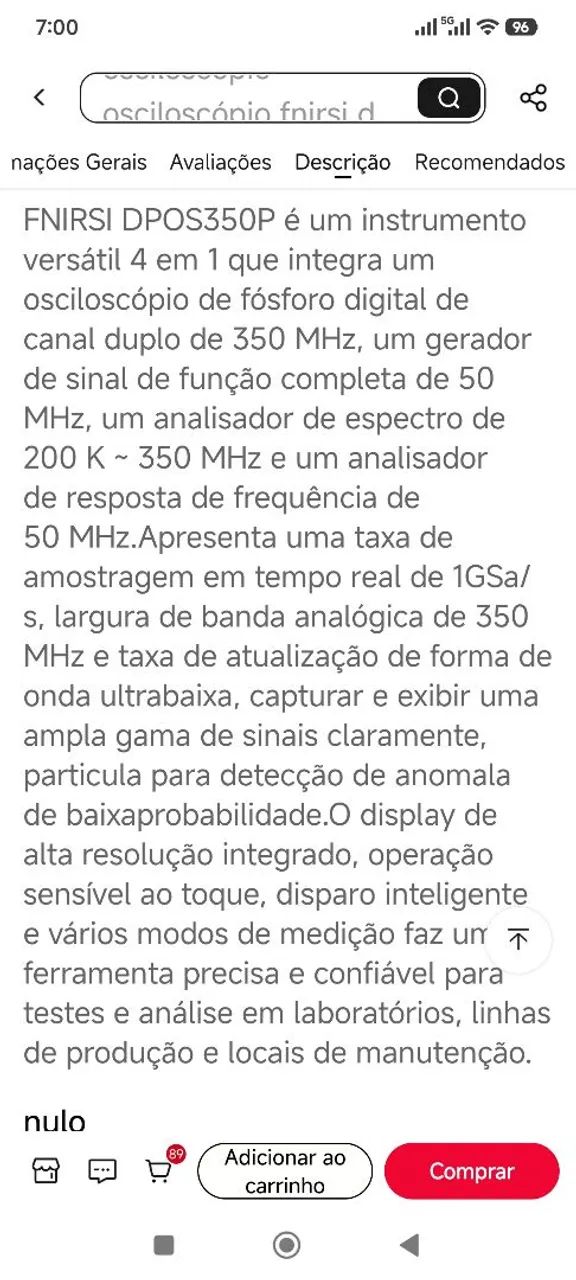 Osciloscópio Fnirsi 350 Mhz - Foto 4