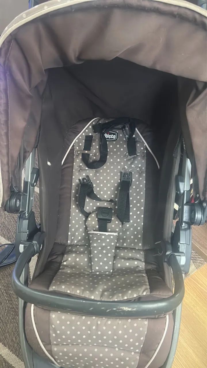Carrinho de Bebê Chicco Bravo + Bebê Conforto KeyFit 30 com Base  - Foto 4