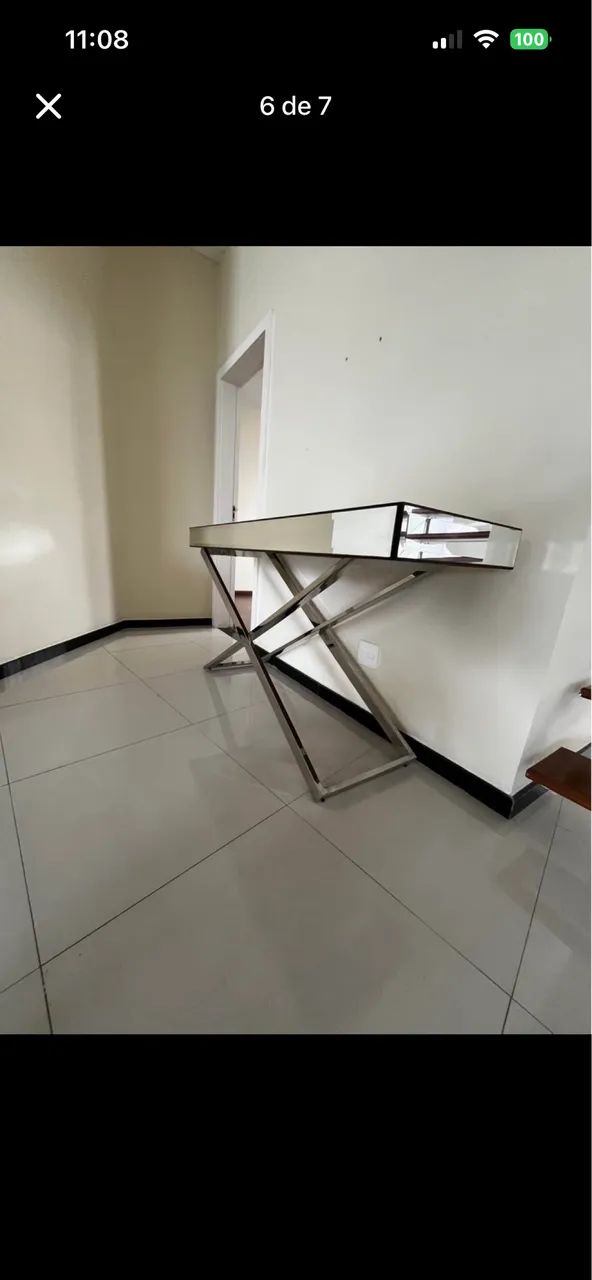 Mesa de apoio metal e vidro - Foto 4