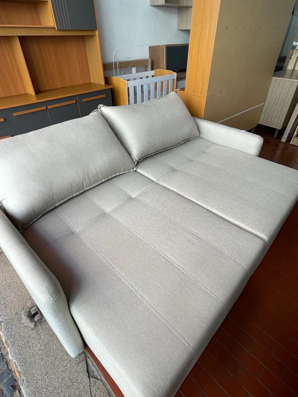 Sofá cama Baraúna Retrátil e Reclinável 3 lugares 2,00m em linho - Foto 3