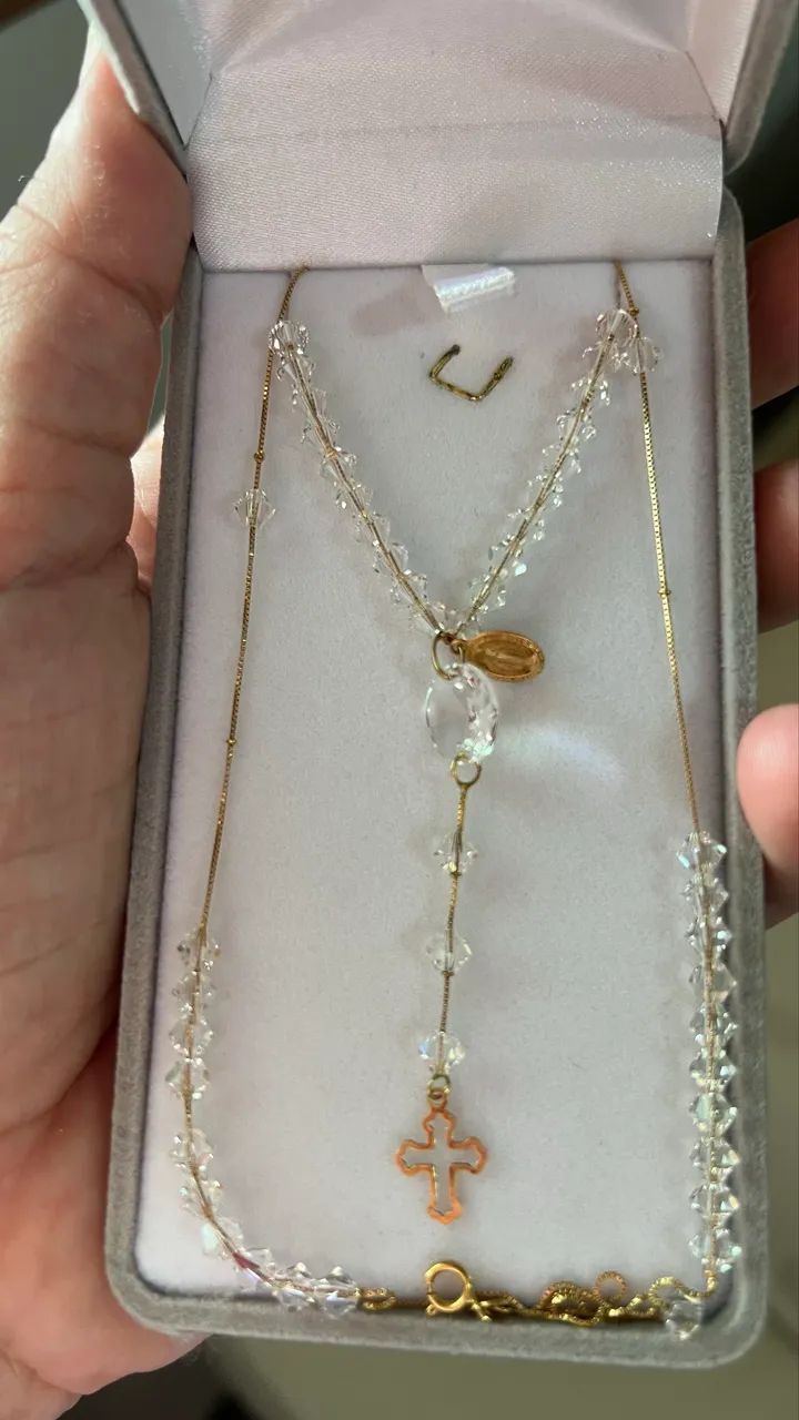 Colar de ouro 18k com cristais 