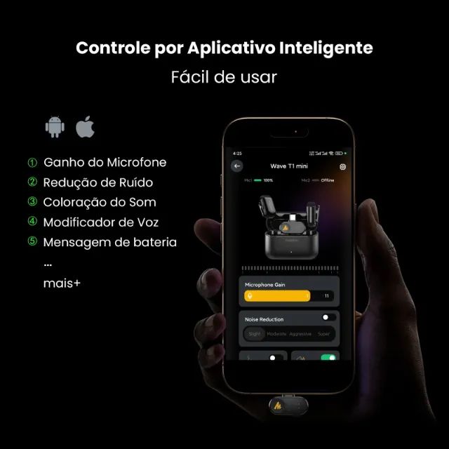Microfone Sem fio | ANC iA 4 Níveis | MAONO T1 Mini | Tipo-C | -Entrega Grátis- - Foto 3