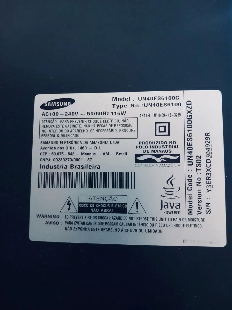  Smart TV LED de 40 polegadas Full HD da Samsung, com o código de modelo UN40ES6100G. - Foto 3