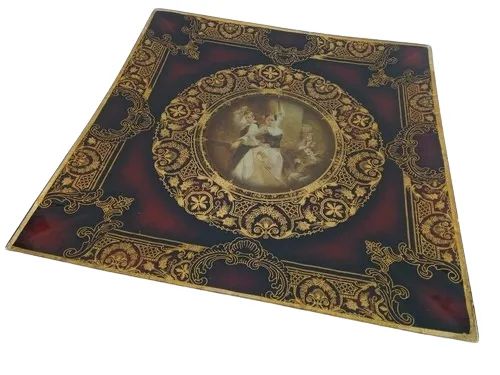 PRATO DECORATIVO ESPANHOL EM VIDRO VINTAGE - PEÇA RARA COM SUPORTE 41,5CM - Foto 6