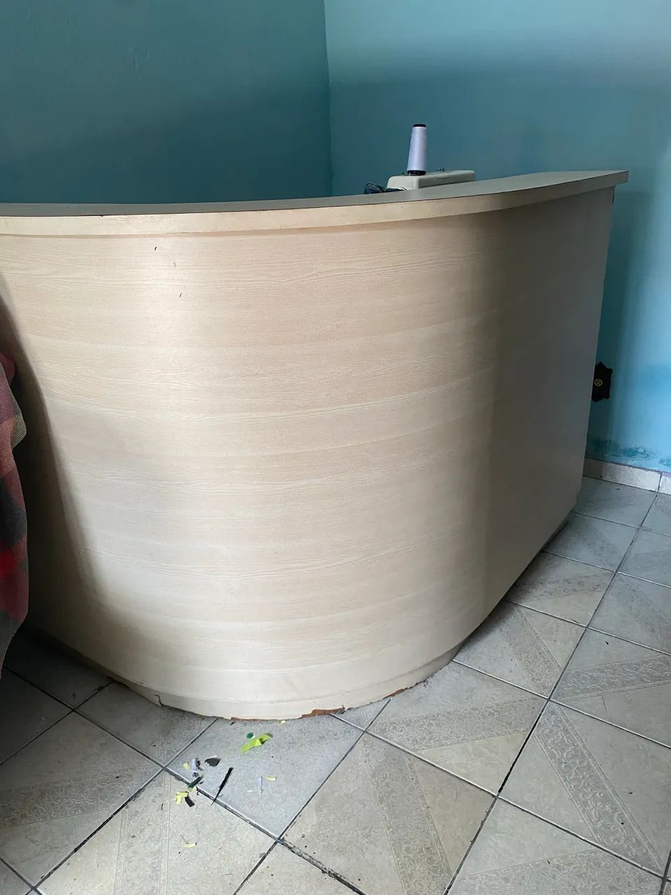 L-shaped reception desk
