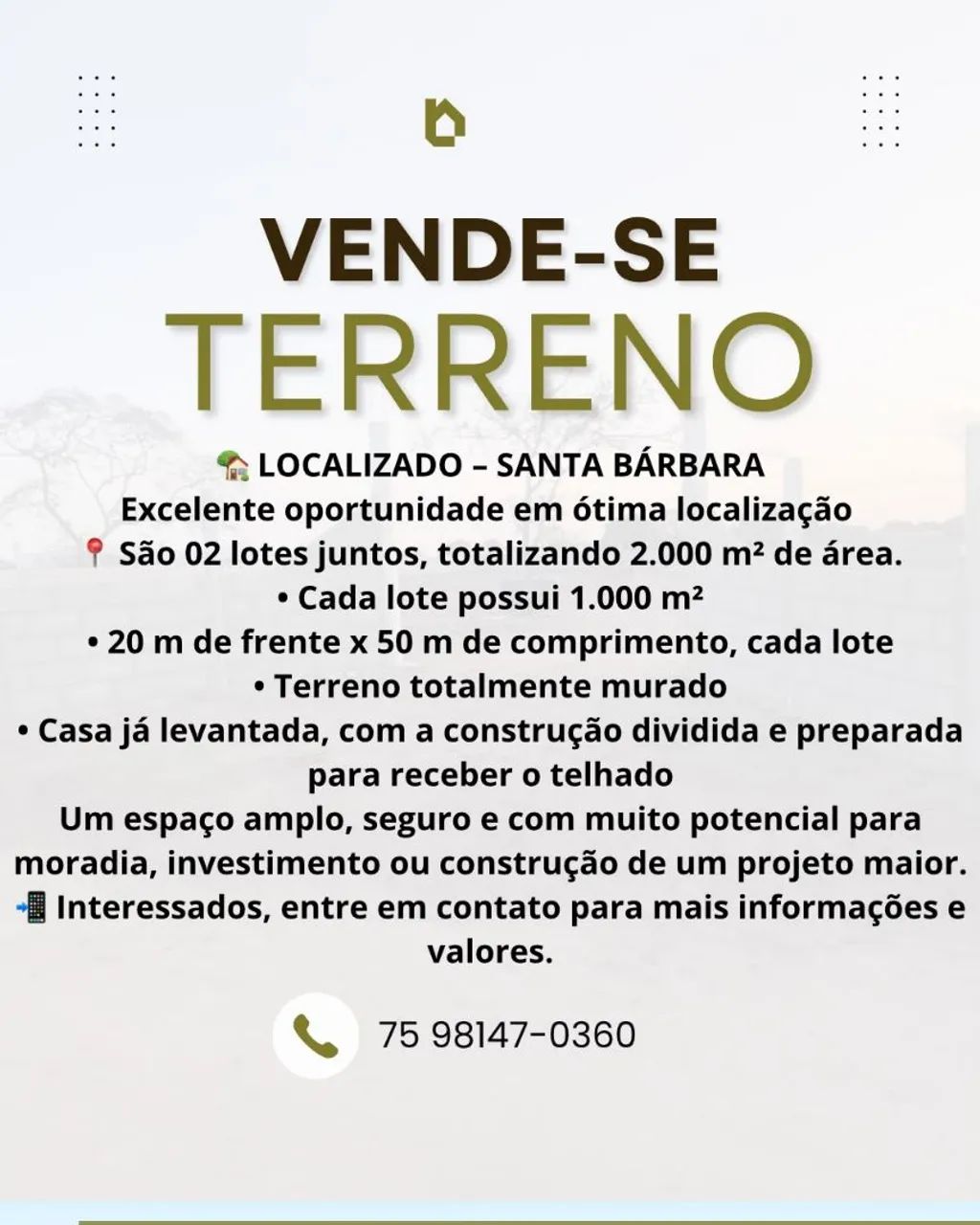 Terreno em santa barbara 