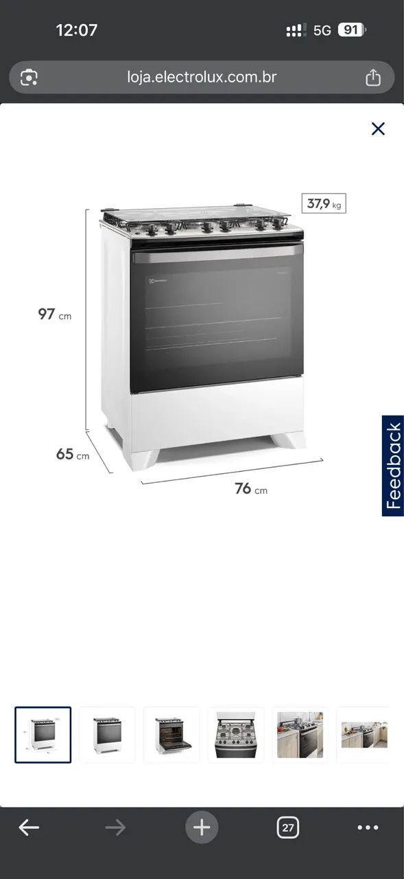 Fogão 5 Bocas Electrolux Efficient Branco - Foto 5