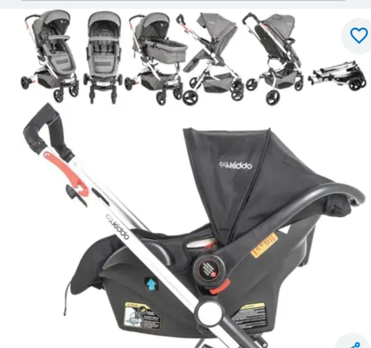 Carrinho bebê com bebê conforto base Kiddo Eclipse - Foto 3