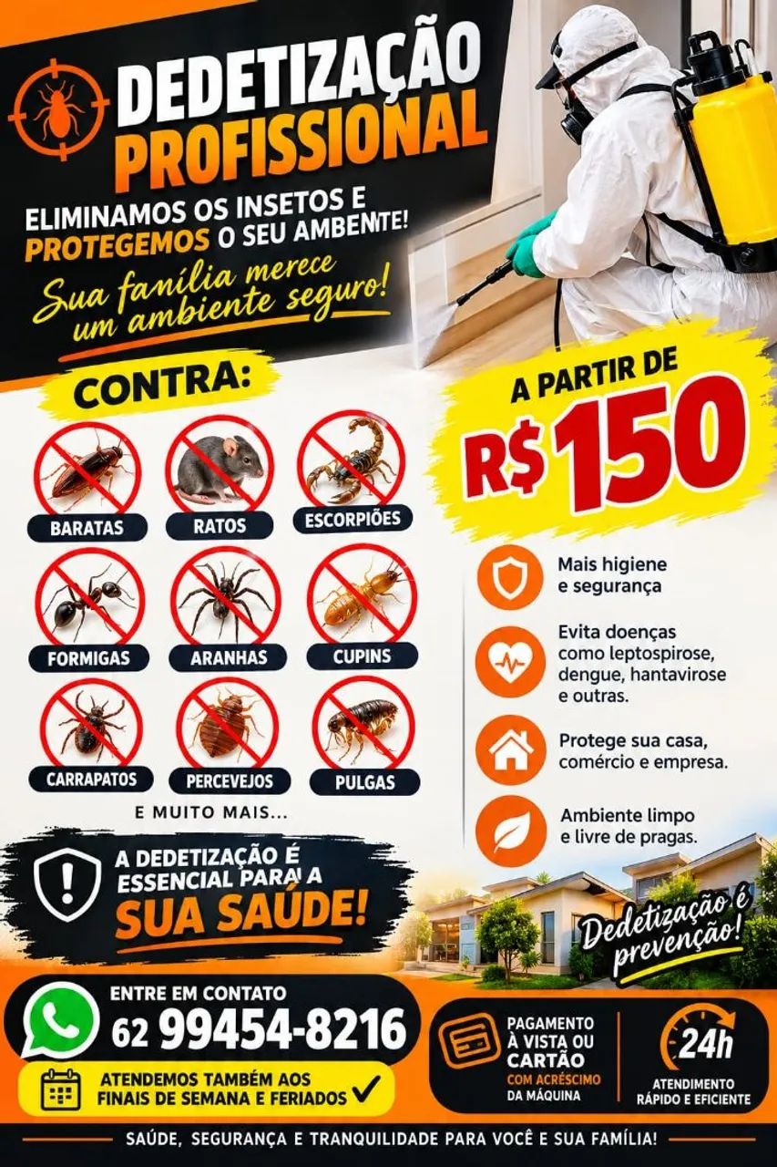 Detetizacao a partir de 150 reais