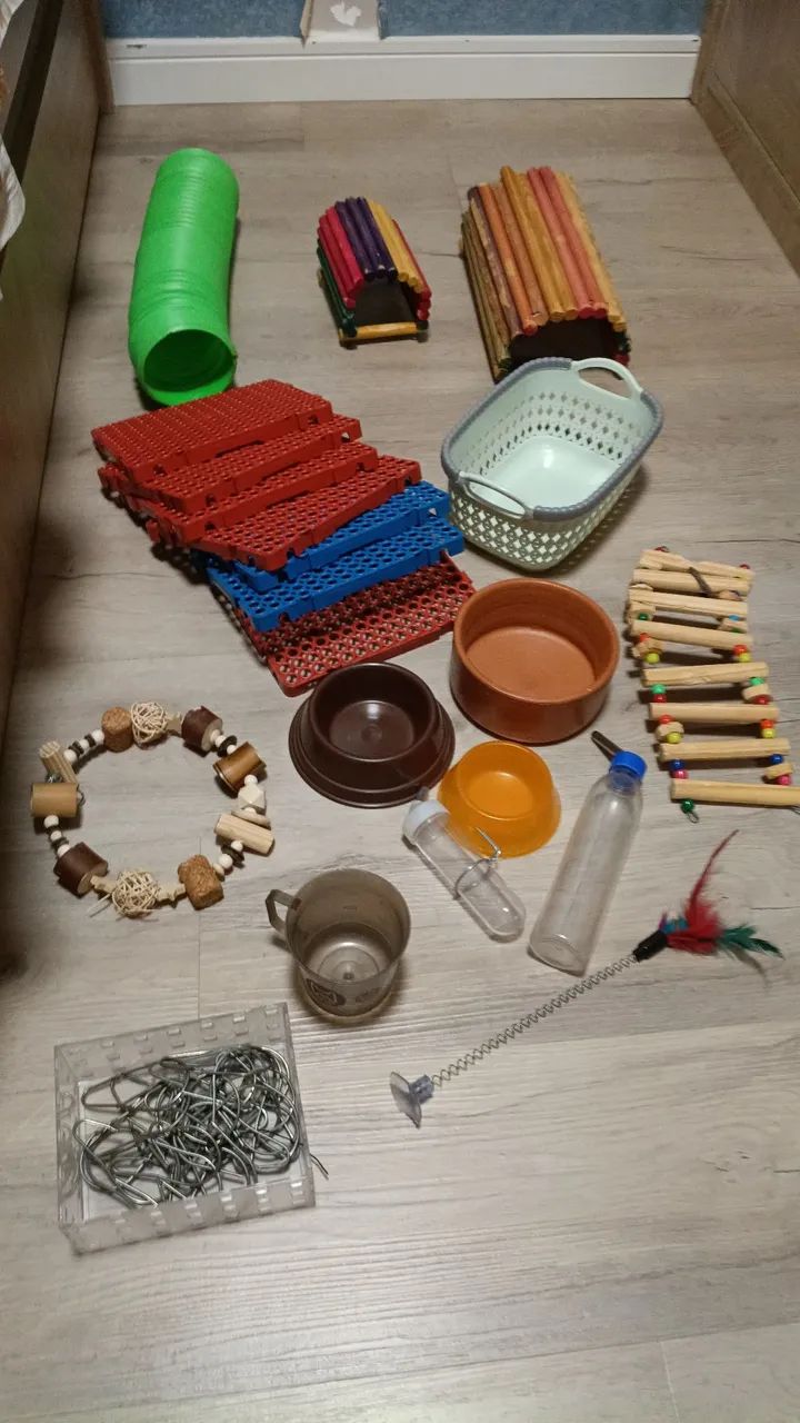 Environmental enrichment for rodents, tunnels, chewing toys, cage platforms