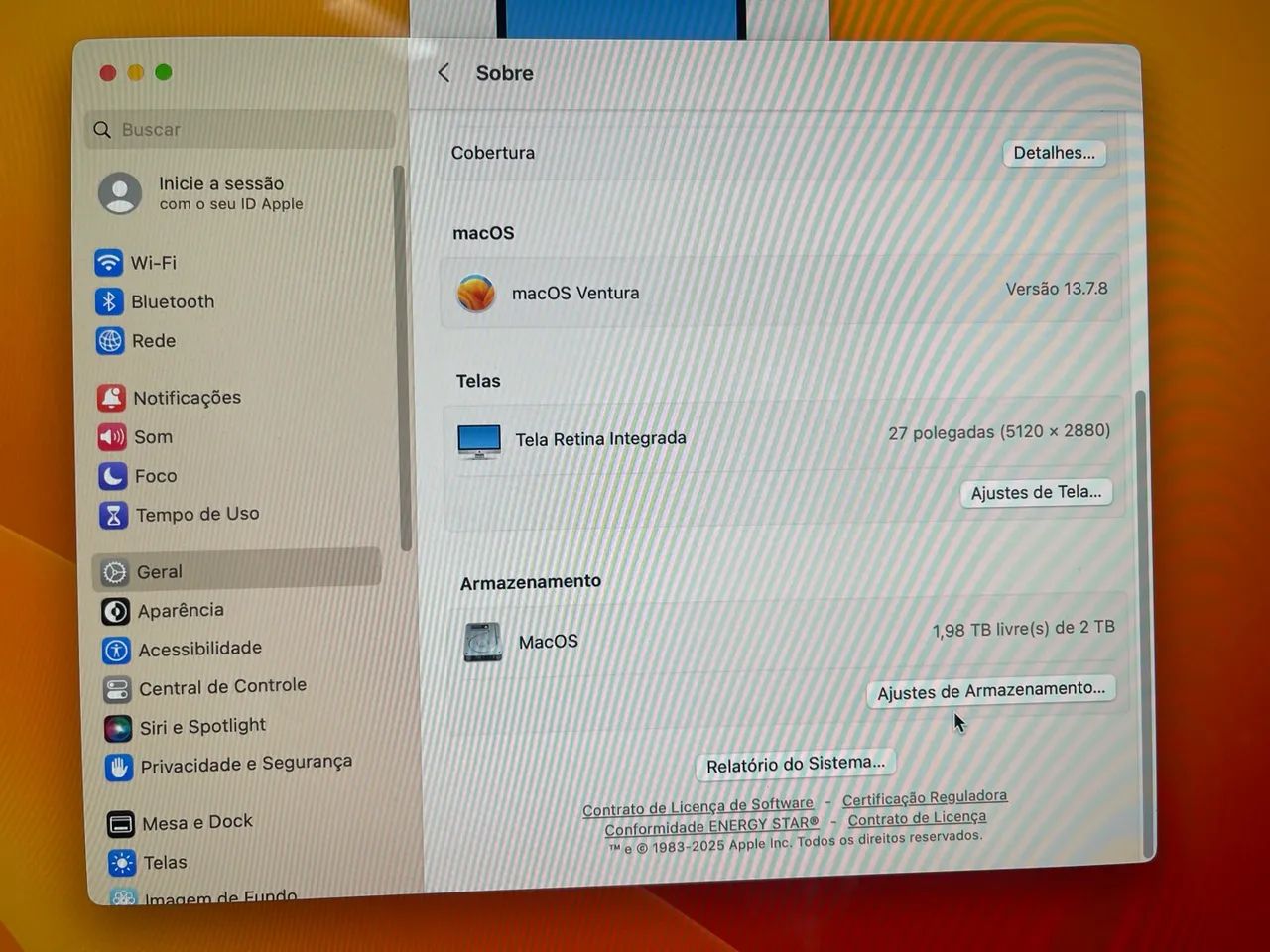 IMAC 27 polegadas 5K 2017 I.7 32G 2TB SSD. 8GB VGA - Foto 5