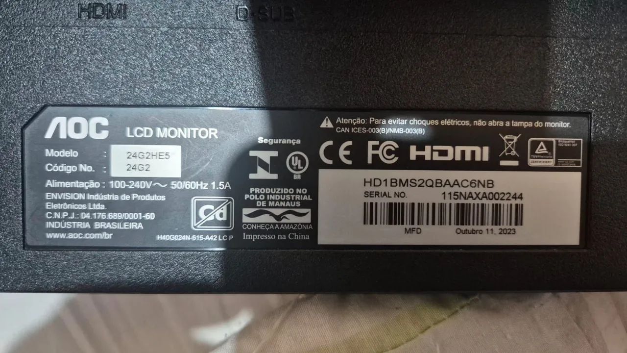 Vendo monitor AOC Speed 24 Polegadas, Full HD, 75hz, painel IPS.  - Foto 5