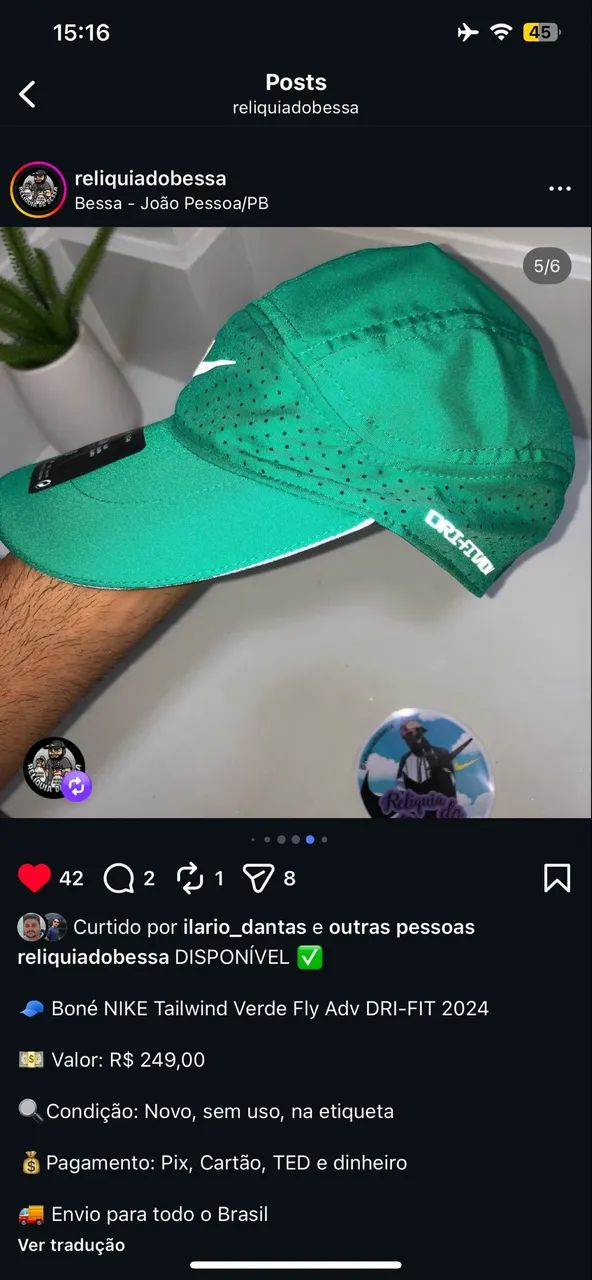 BONÉ NIKE TAILWIND DRI FIT FLY CAP ORIGINAL NOVO  - Foto 2