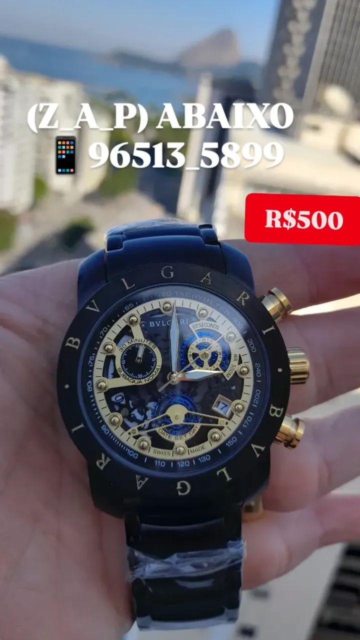 Relógio BVLGARI SKELETON PRETO COM DOURADO _ FUNCIONAL - Foto 2