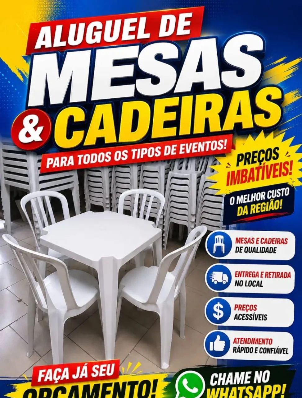 Alugamos mesas e cadeiras 