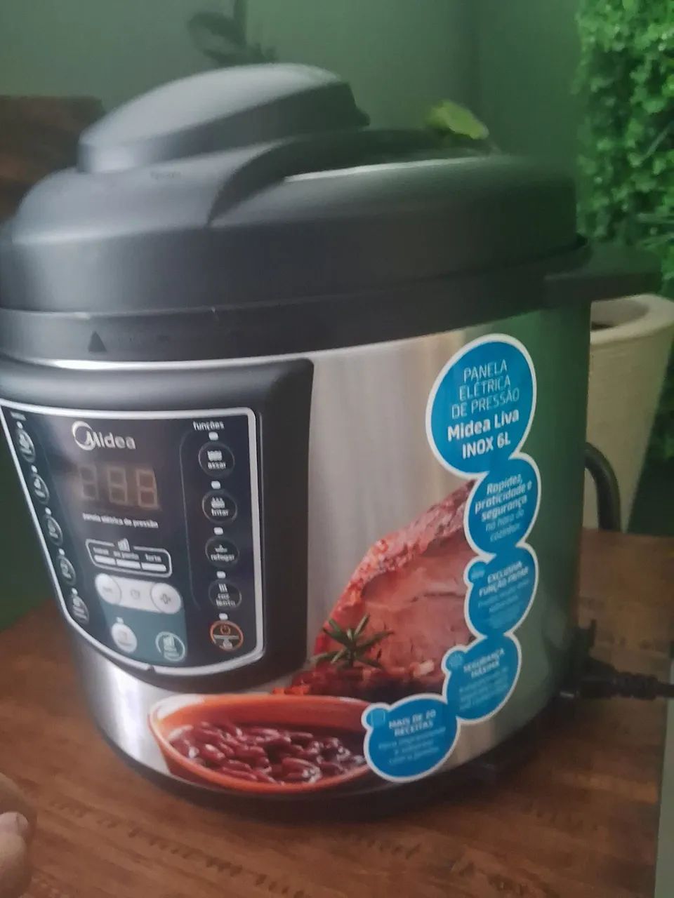 Midea Panela de Pressão Elétrica 6L Digital, Inox/Preto, 220v - Foto 3