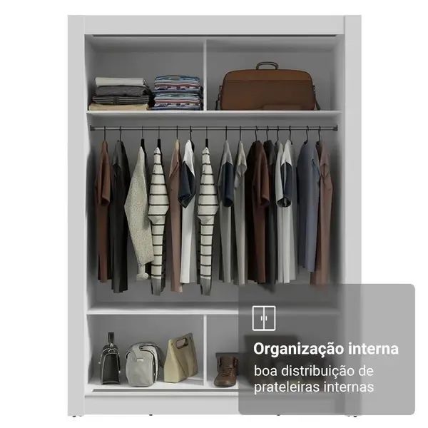 Guarda-Roupa Solteiro Madesa Denver 2 Portas de Correr com Espelho - Foto 4