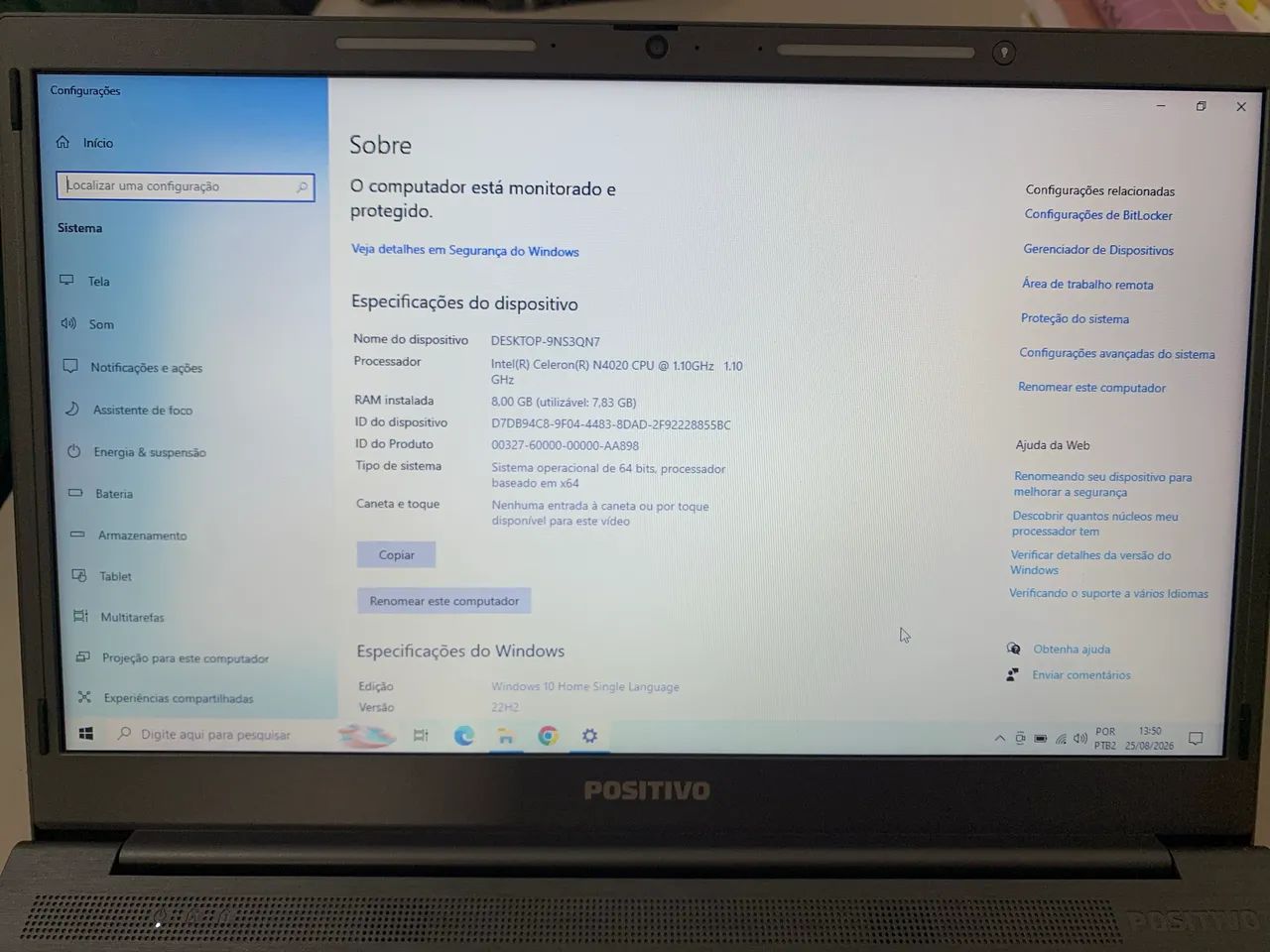 Notebook Positivo Vision C14 - 14.1 polegadas - Foto 4