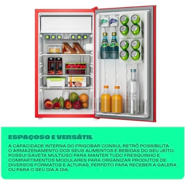 Frigobar Consul Retrô Vermelho 117L (Modelo CRA12MV) - Foto 4