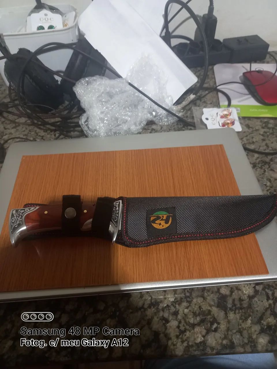 Peixeira Bowie Premium Aço Inox Cabo Trabalhado Luxo + Bainha - Foto 2