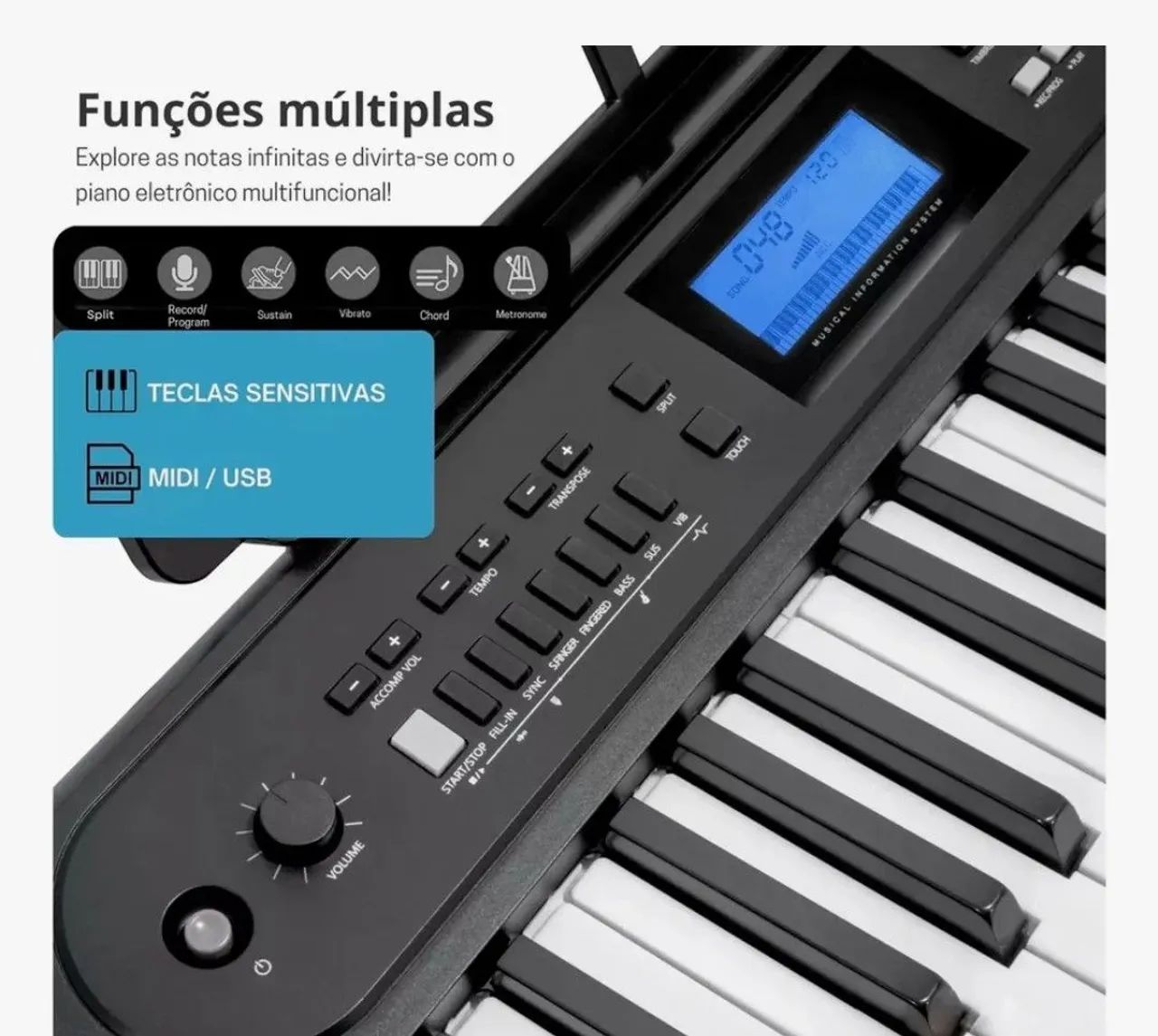 Teclado novíssimo com fonte e entrada midi - Foto 3