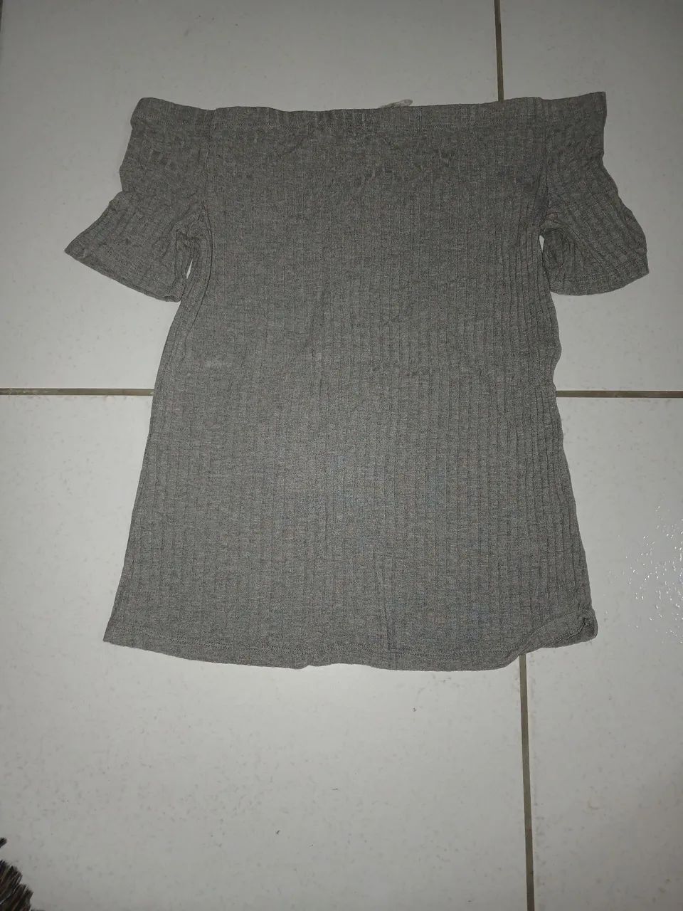 Camiseta Feminina Cinza de Algodão - Foto 2