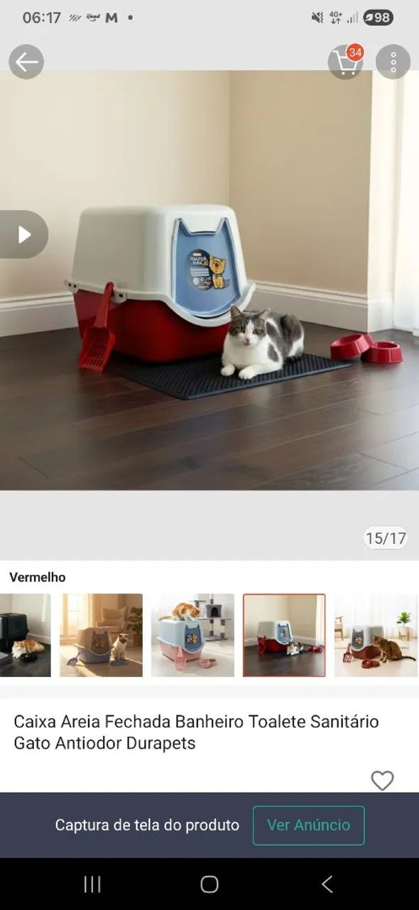 Caixa Areia Fechada Banheiro Toalete Sanitário Gato Antiodor Durapets