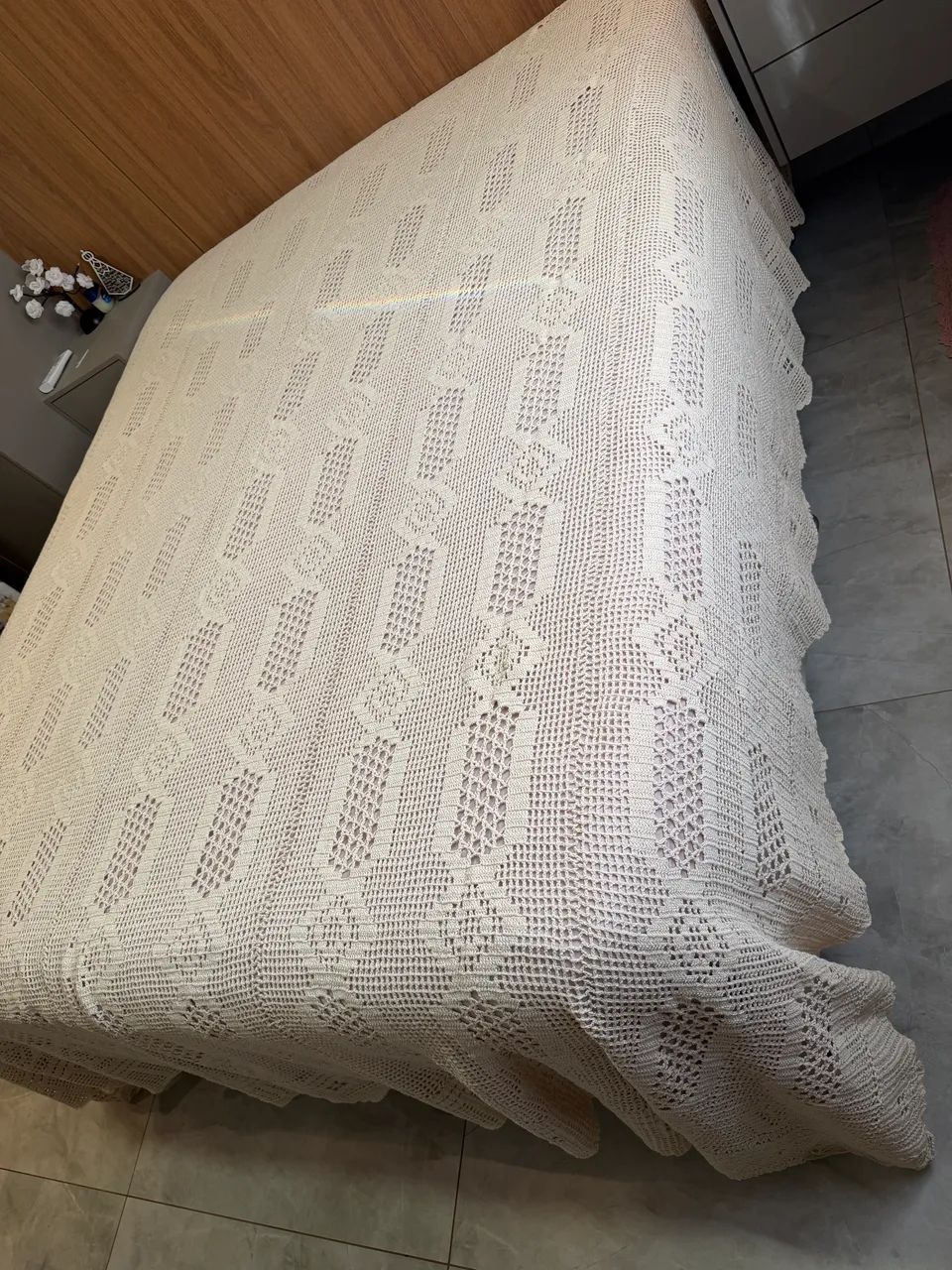 Colcha de crochê feita à mão 100% algodão - Foto 2