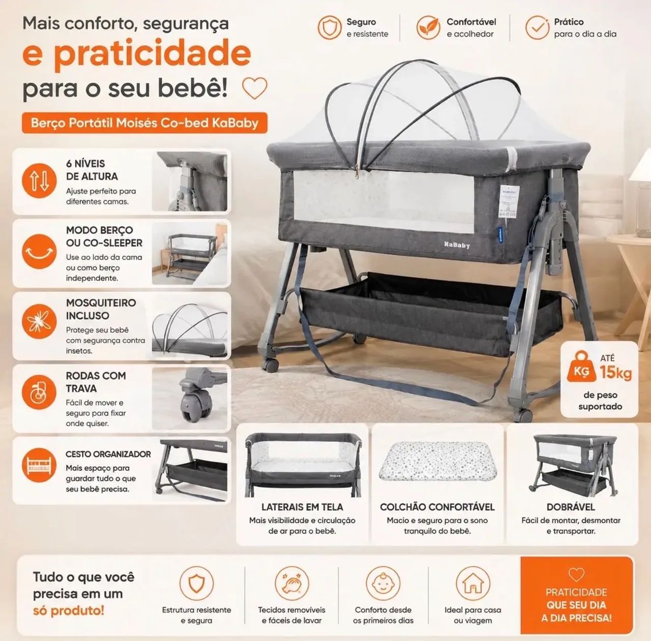 Berço portátil co-bed kababy