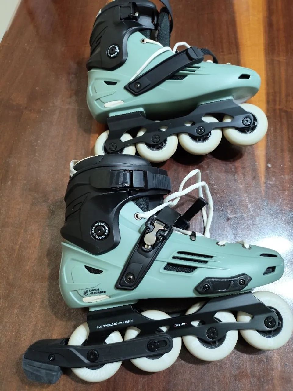 Patins Inline Freeride Adulto MF500 - Cáqui Claro - Foto 4