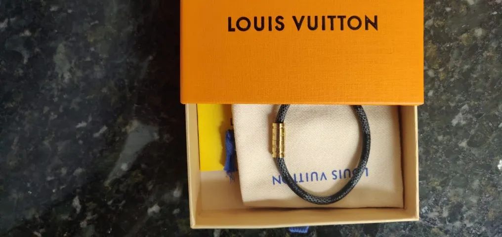Pulseira em couro LV damier ébene - Foto 2