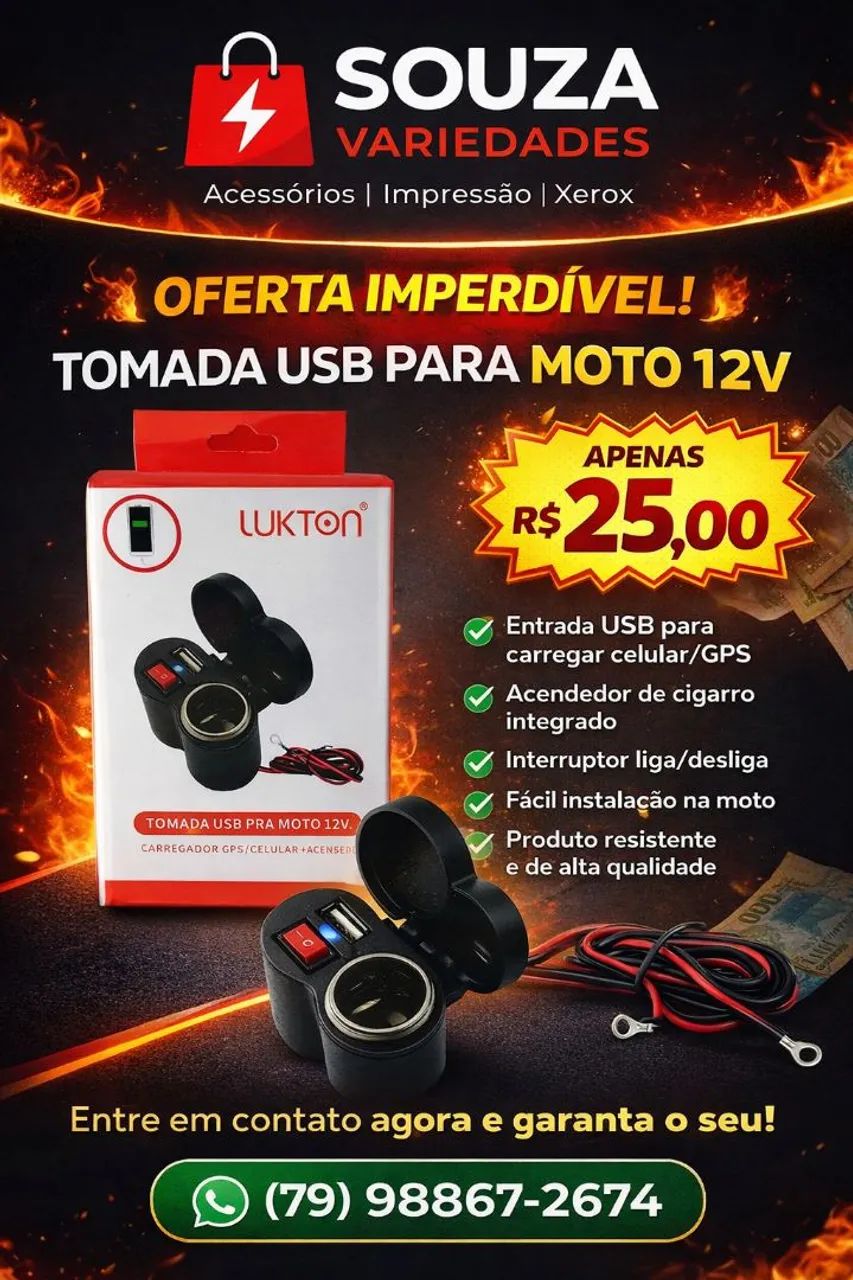 Carregador de celular para moto 