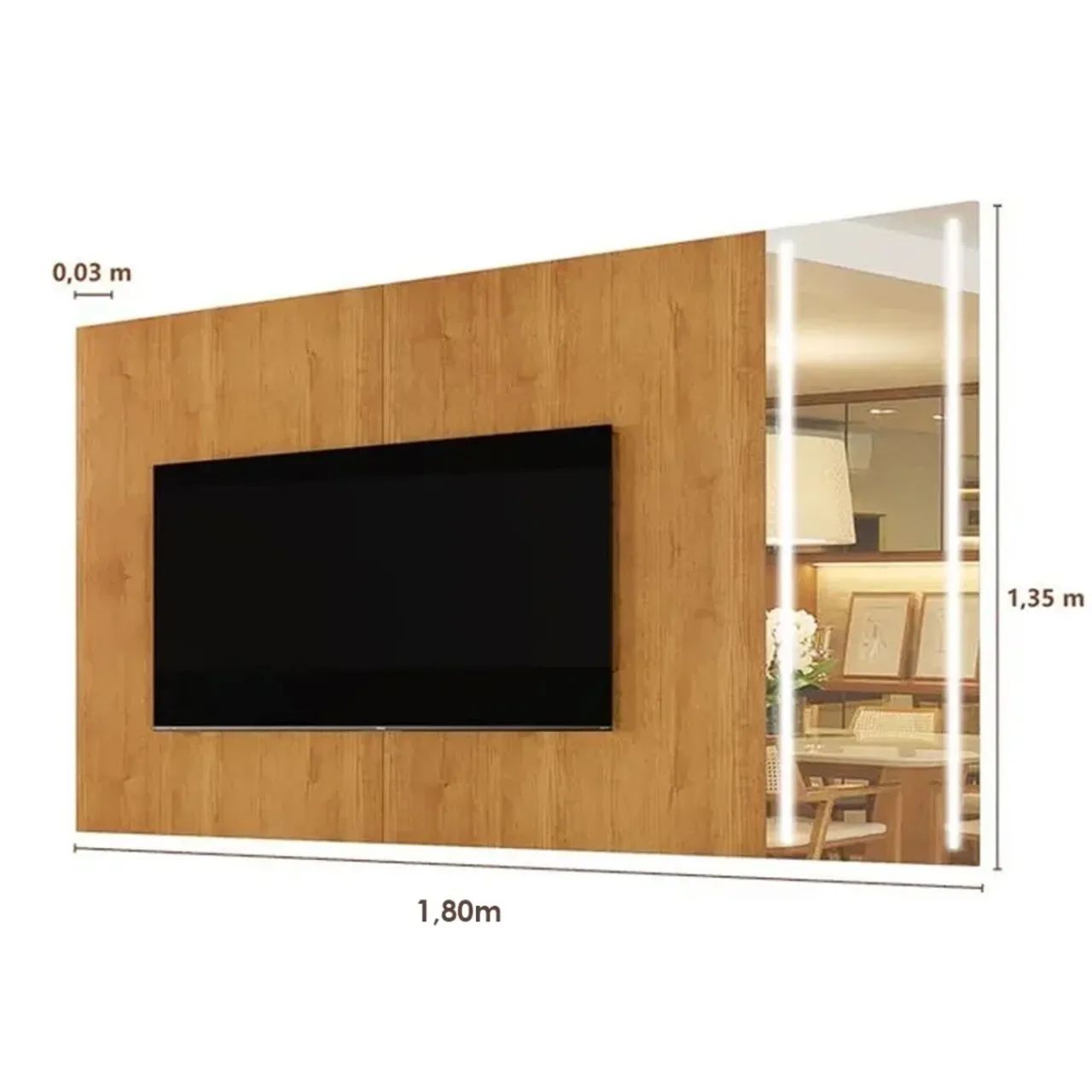 Painel Vitrum 180cm com Espelho e Led para Tv Até 65 Polegadas / pronta entrega  - Foto 2