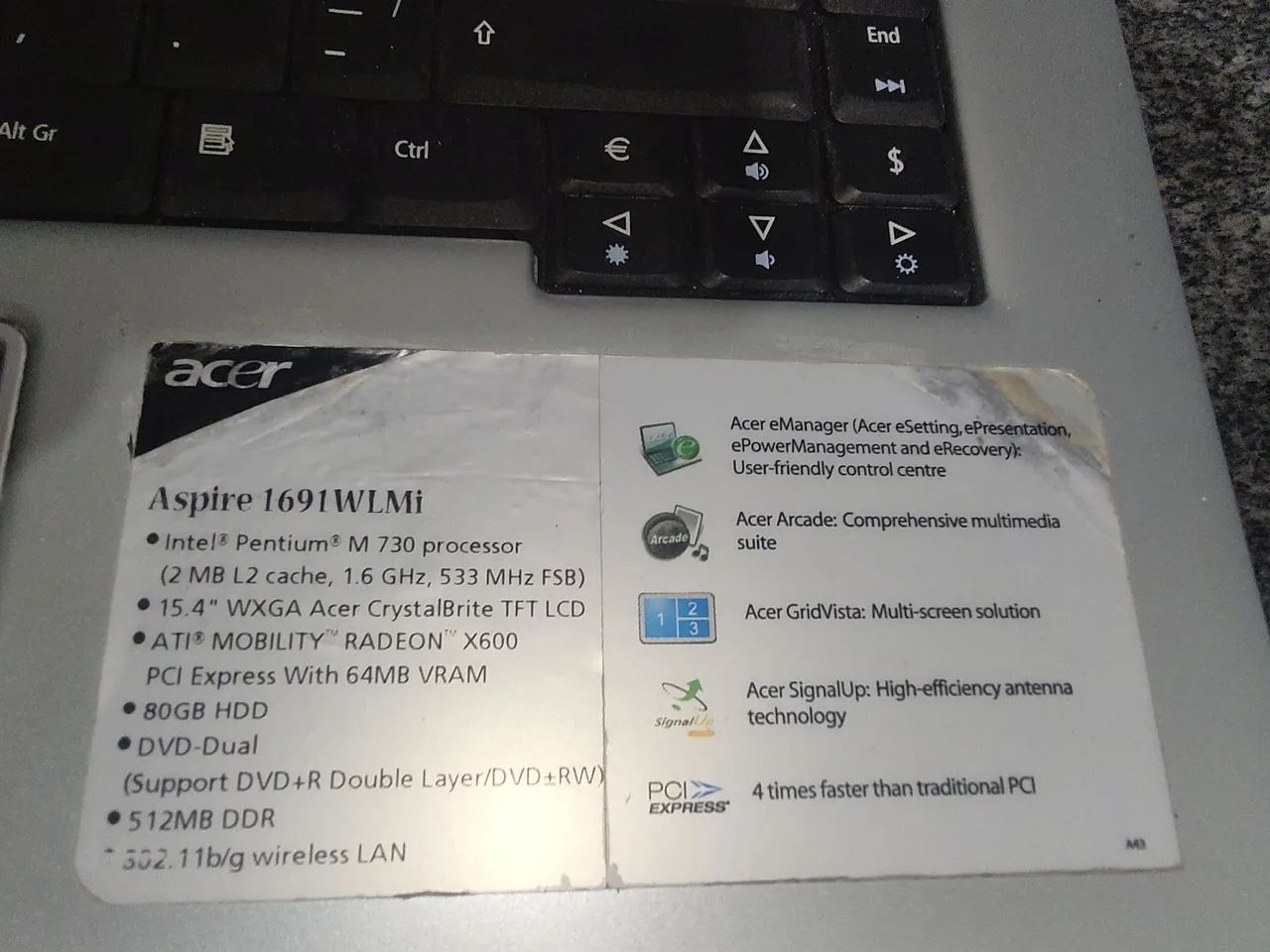 Notebook Acer Aspire 1690  - Foto 3
