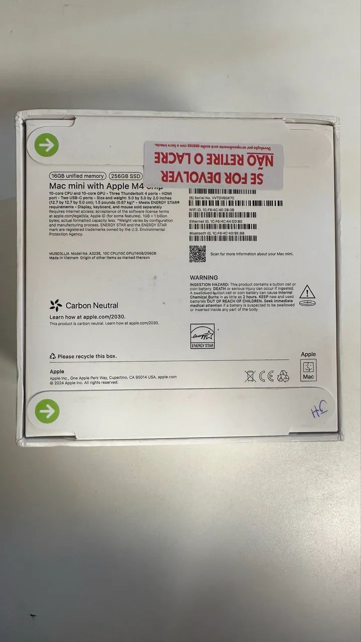 Mac Mini (M4) (A3238) 16GB RAM 256GB SSD - Foto 2