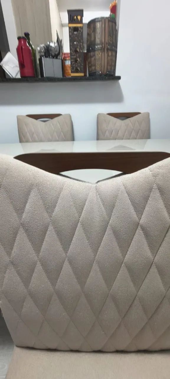 Mesa de vidro + 6 cadeiras estofadas! - Foto 3