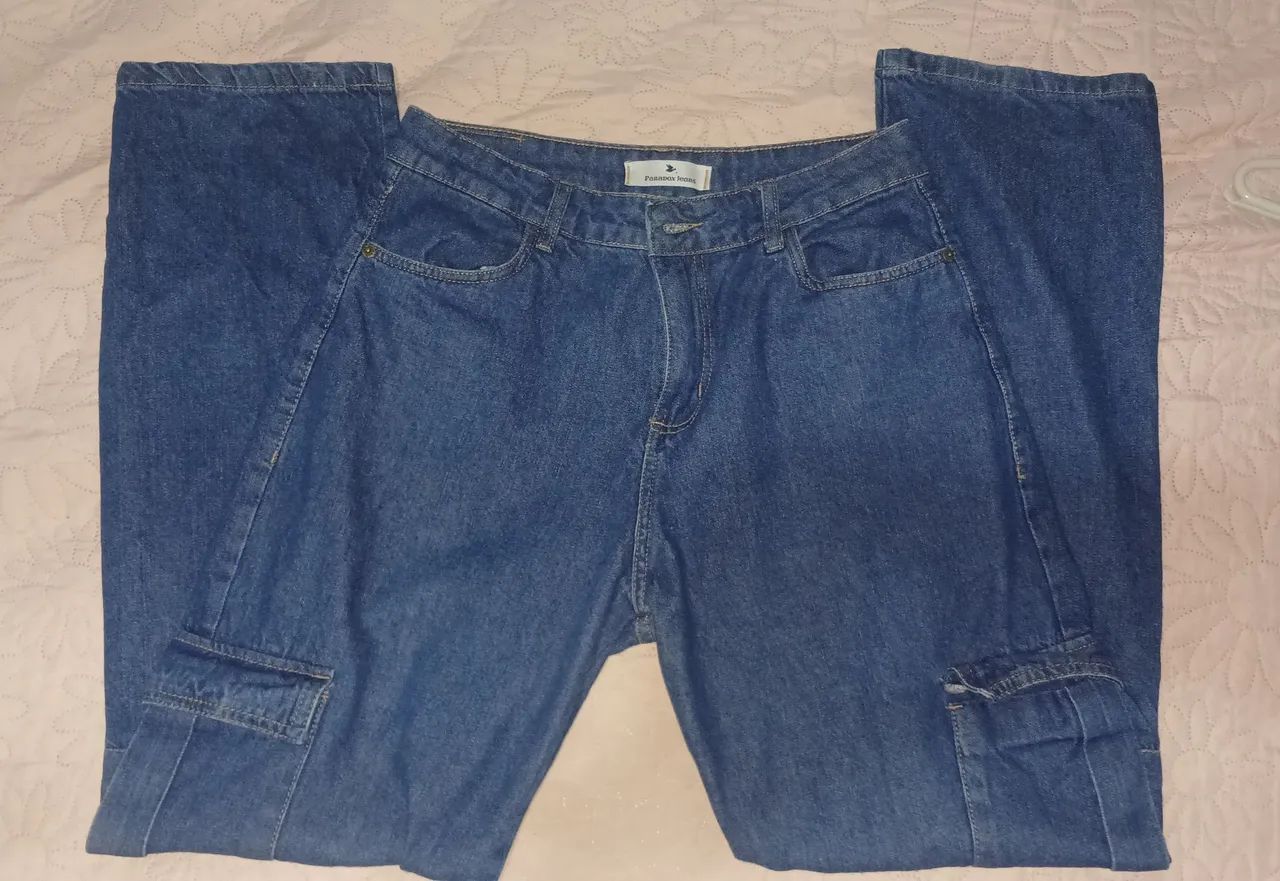 Calça Jeans Cargo Azul