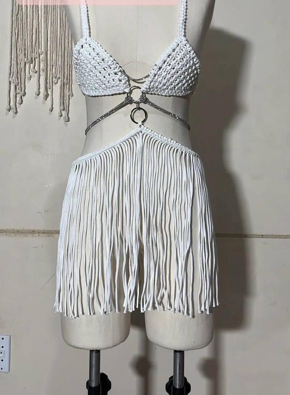 conjunto de macramê com franjas p - Foto 2