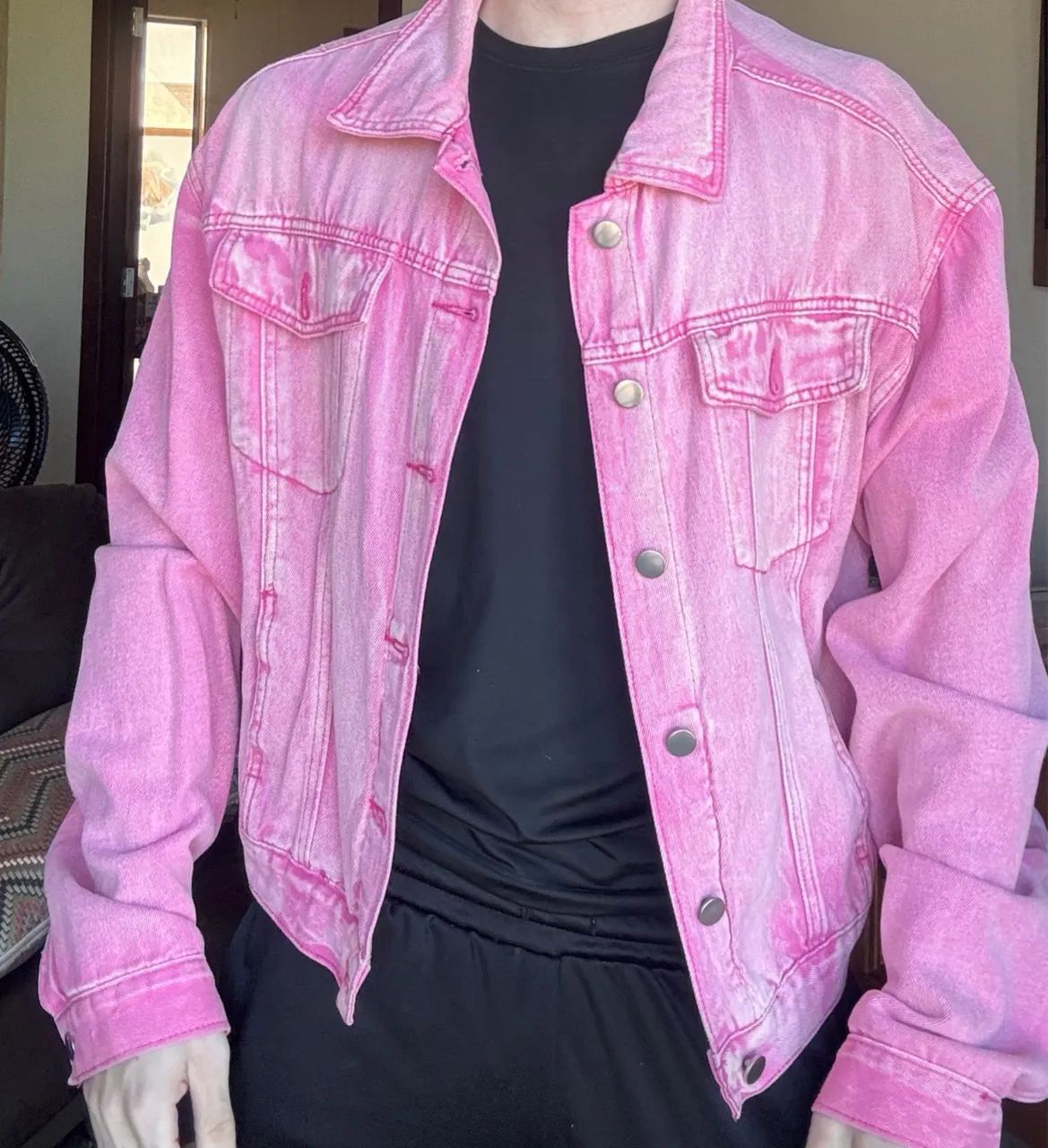 Jaqueta jeans rosa - tamanho M